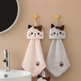 Cute Cat Kitchen Towel in Absorbent Coral Velvet for Stylish Drying - Himpall